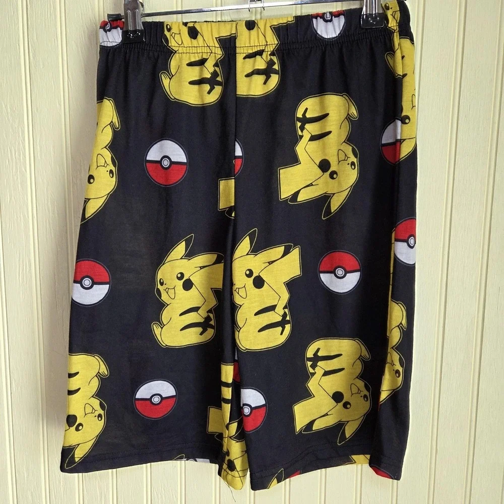 Pokemon Pikachu Sleep‎ Shorts Boys 10/12 Black Flame Resistant Jersey Sleepwear